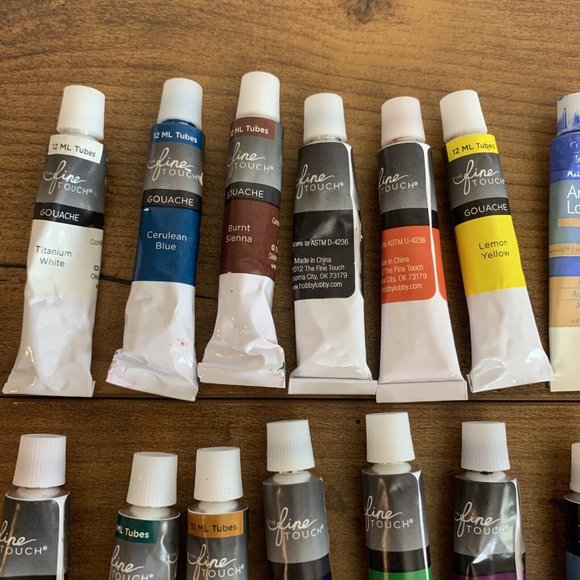 The Fine touch Gouache 12 tubes & Artists Loft Watercolor 13 Acrylic 2 New/ Used - Picture 2 of 6